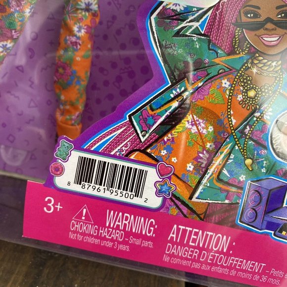 Barbie Extra Doll #10 in Floral-Print Jacket Jogger Set DJ Mouse Pet Pink Hair - Picture 4 of 5